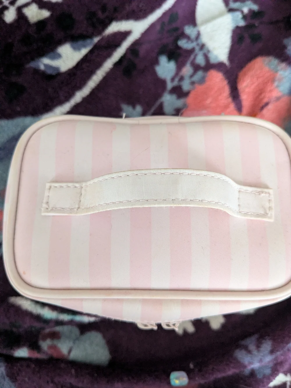 Victoria's Secret Pink and White Striped Cosmetic Train Case